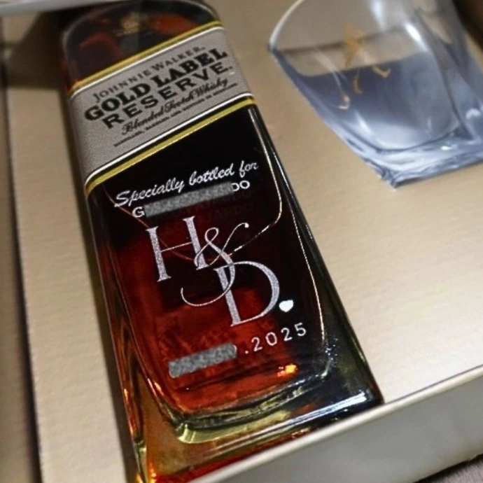 Logo engraving on bottle