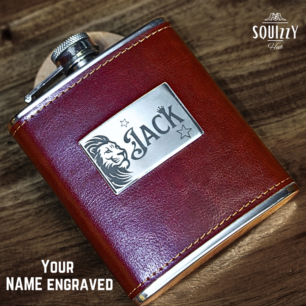 Hip flask 6oz. Designed and engraved with your Name